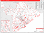 Charleston-North Charleston Metro Area Wall Map Red Line Style